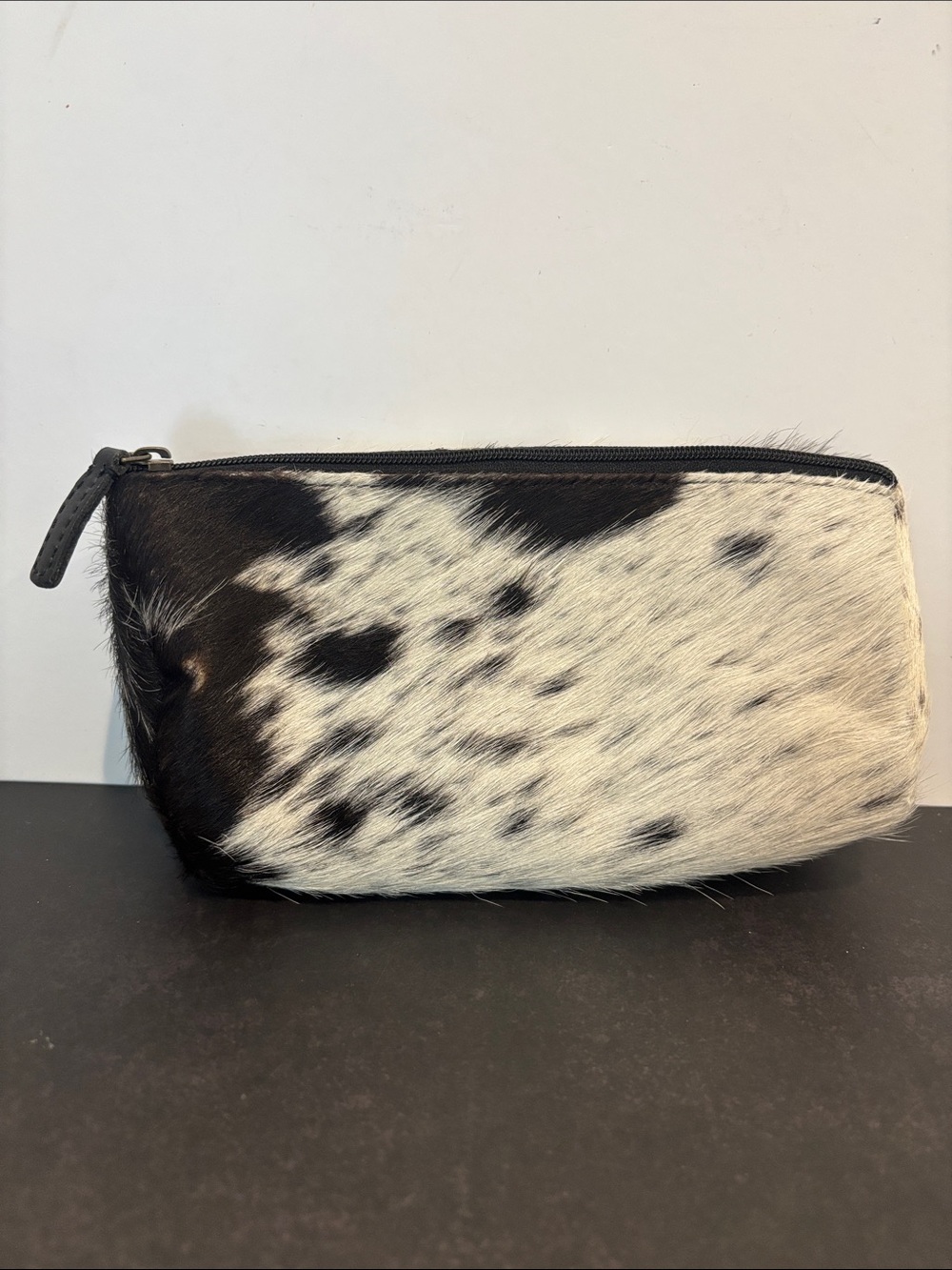 Unbranded Cowhide Pattern Pouch Zippered Travel Toiletry Cosmetic Bag
